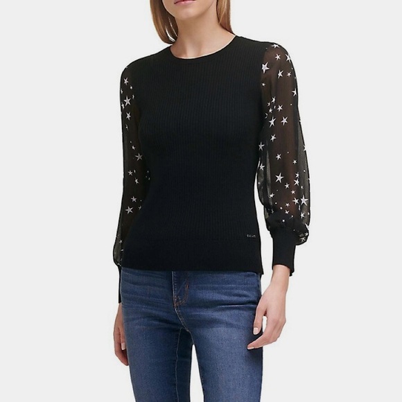 DKNY Star Sleeve Sweater NWT - Picture 1 of 4